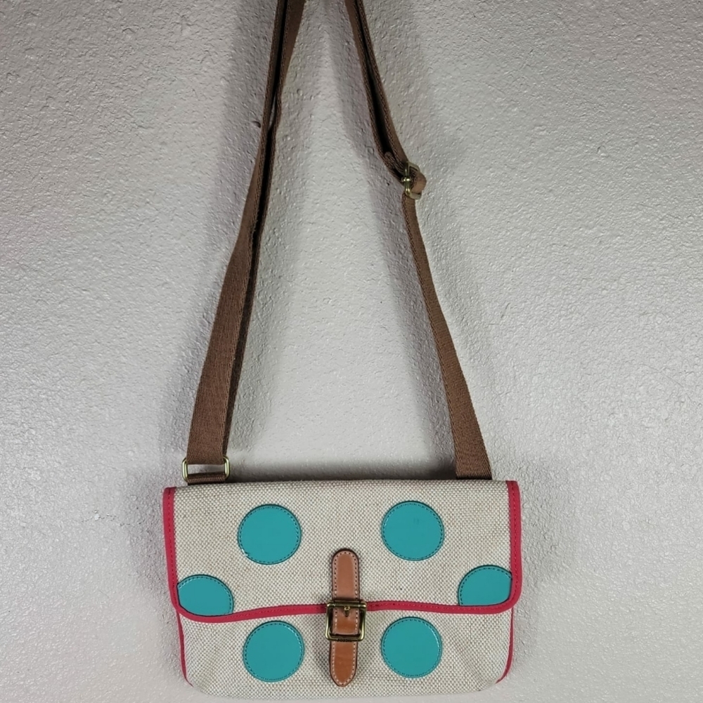 Fossil Canvas Women's Green Red Crossbody Purse Handbag Colorfully